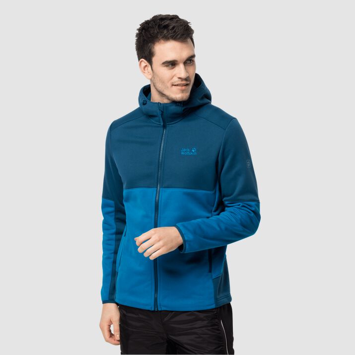 Chamarra Polar Jack Wolfskin Hydro Hooded 2 Hombre Azules Mexico-3756482